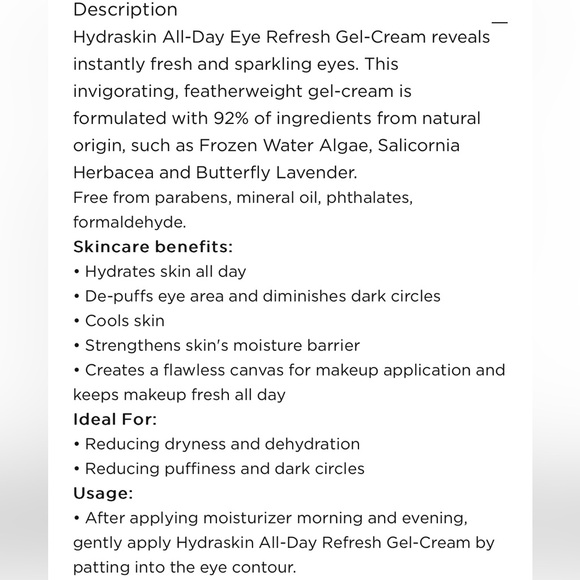 NEW FULL SIZE DARPHIN HYDRASKIN ALL DAY EYE FRESH GEL CREAM 15 ml - Picture 3 of 9